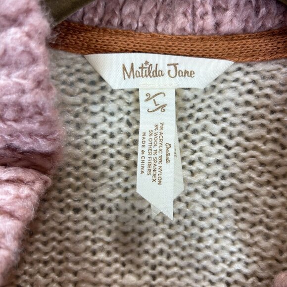 Matilda Jane Womens Jacie Ruffled Knit Cardigan Sweater L Wool Blend Boho Aztec - Picture 2 of 16